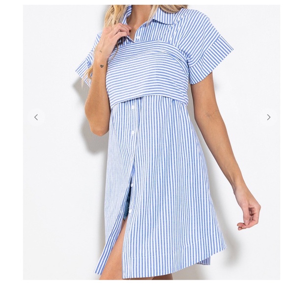 38 Boho 3 Way Wear Striped Copped Top and Shirts Set - Picture 4 of 7